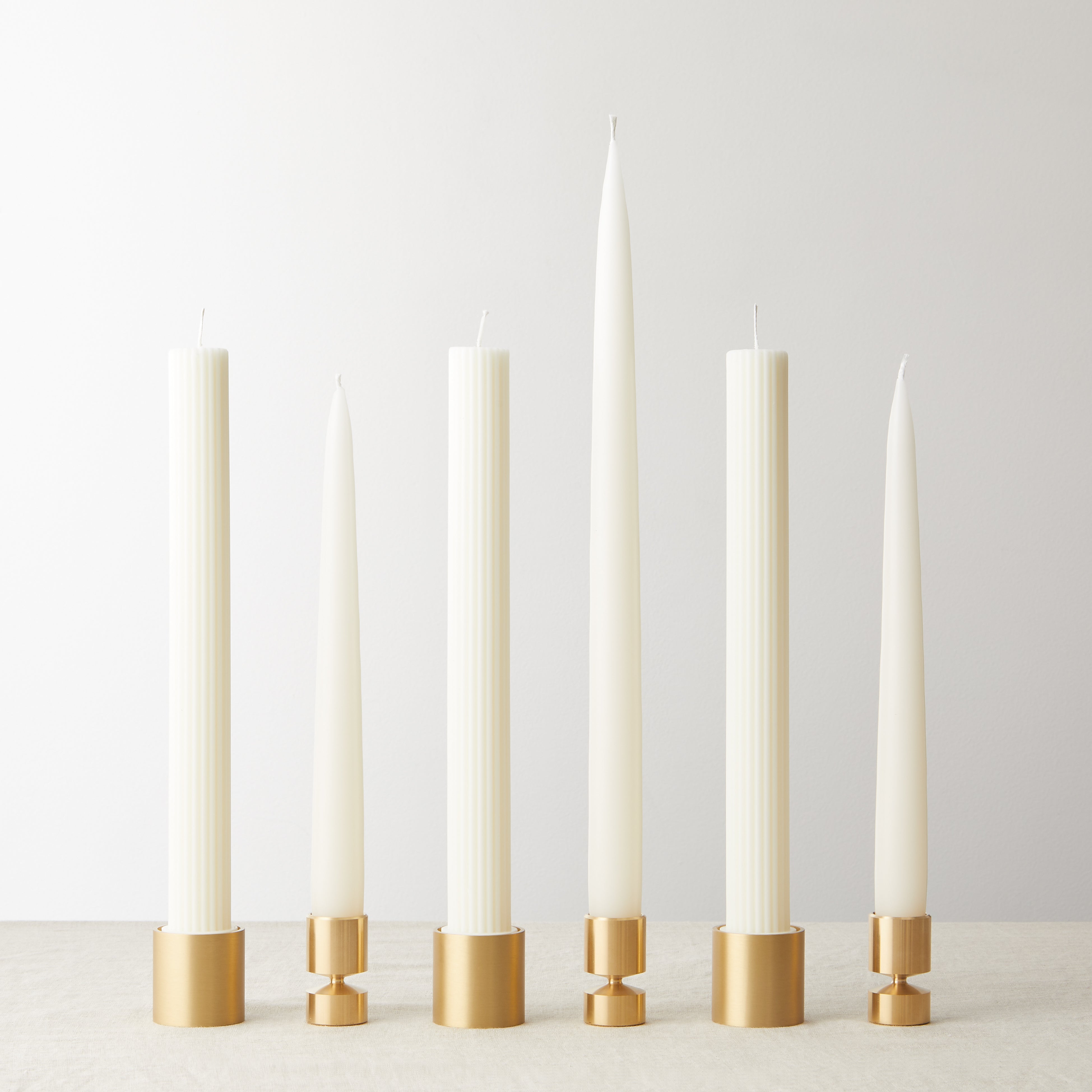 Roman Satin Dinner Candle Holder - Satin Brass