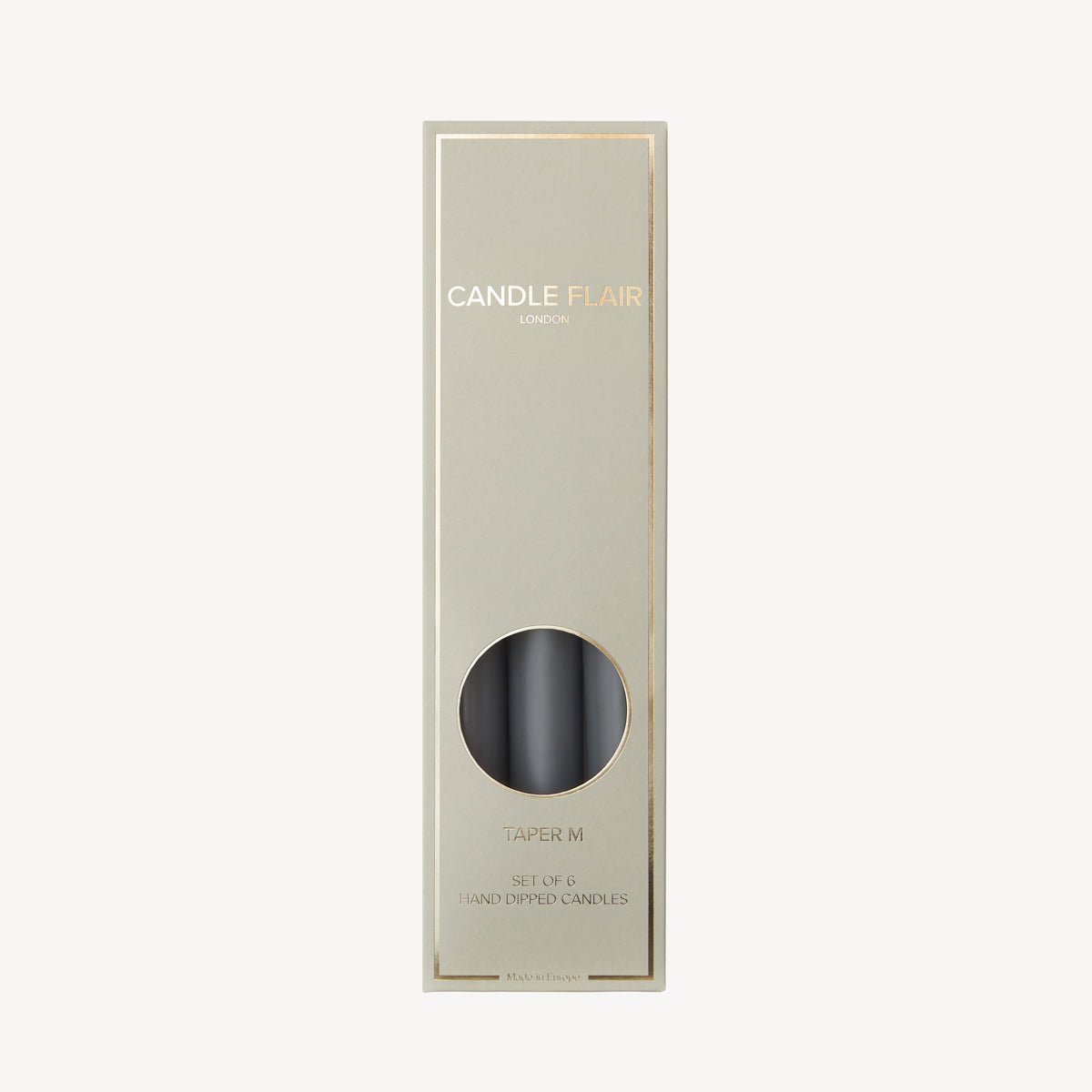 Box of 6 Candles - Taper 25 - Slate Grey