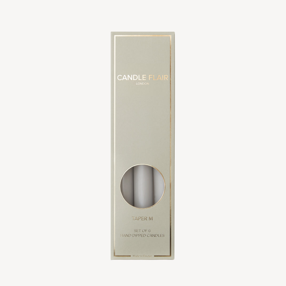 Box of 6 Candles - Taper 25 - Light Grey