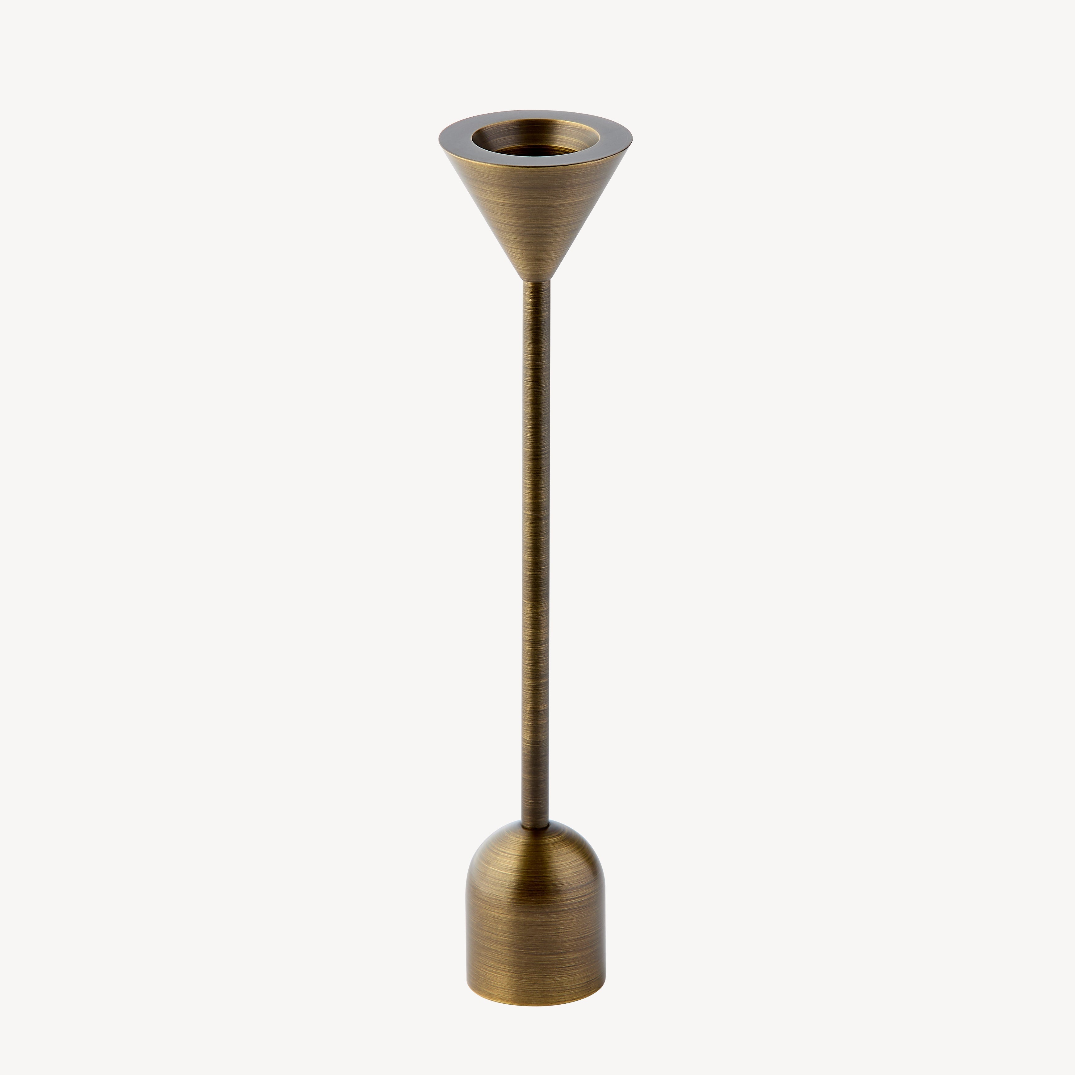 Tall Reversible Totem Candlestick - Antique Brass
