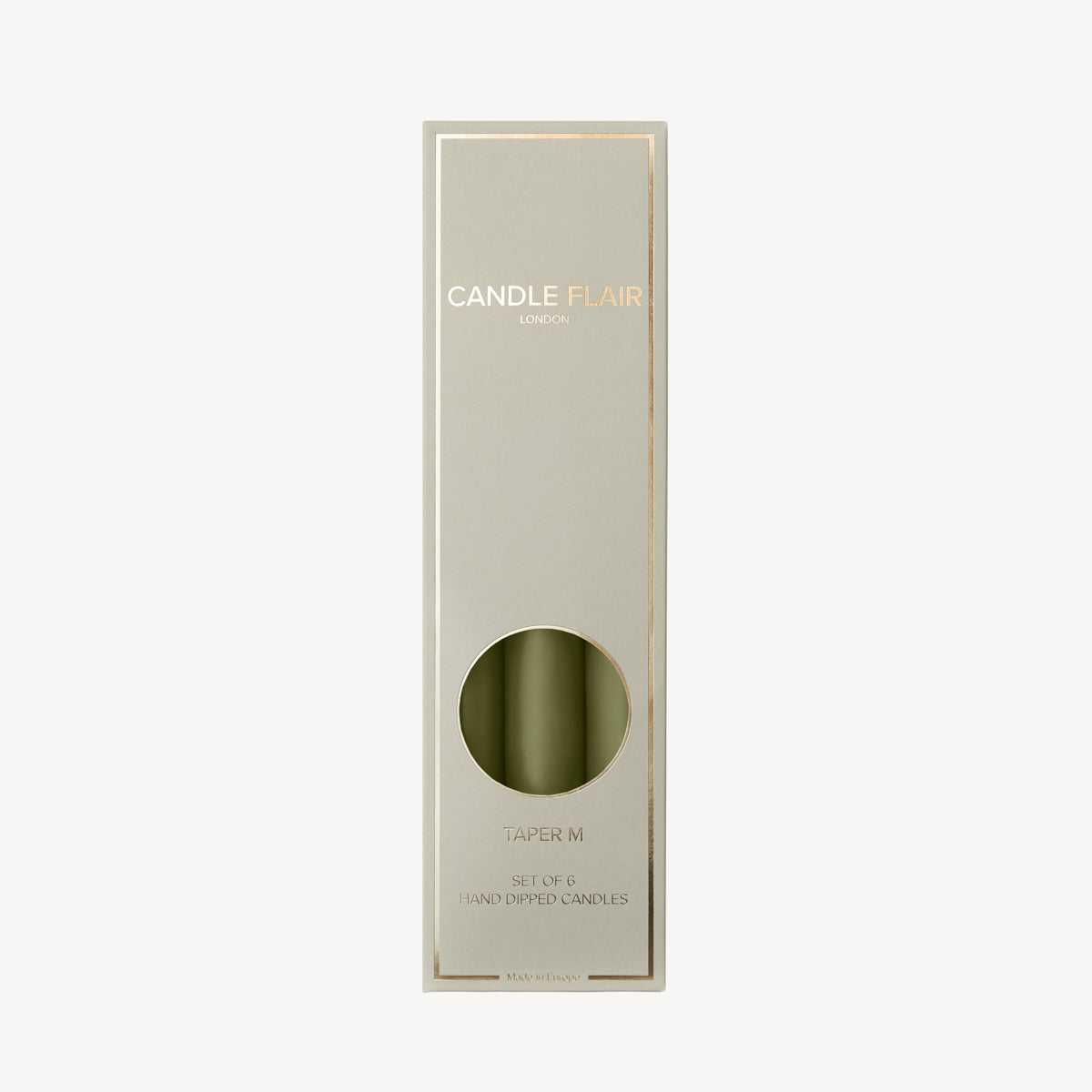 Box of 6 Candles - Taper 25 - Olive Green