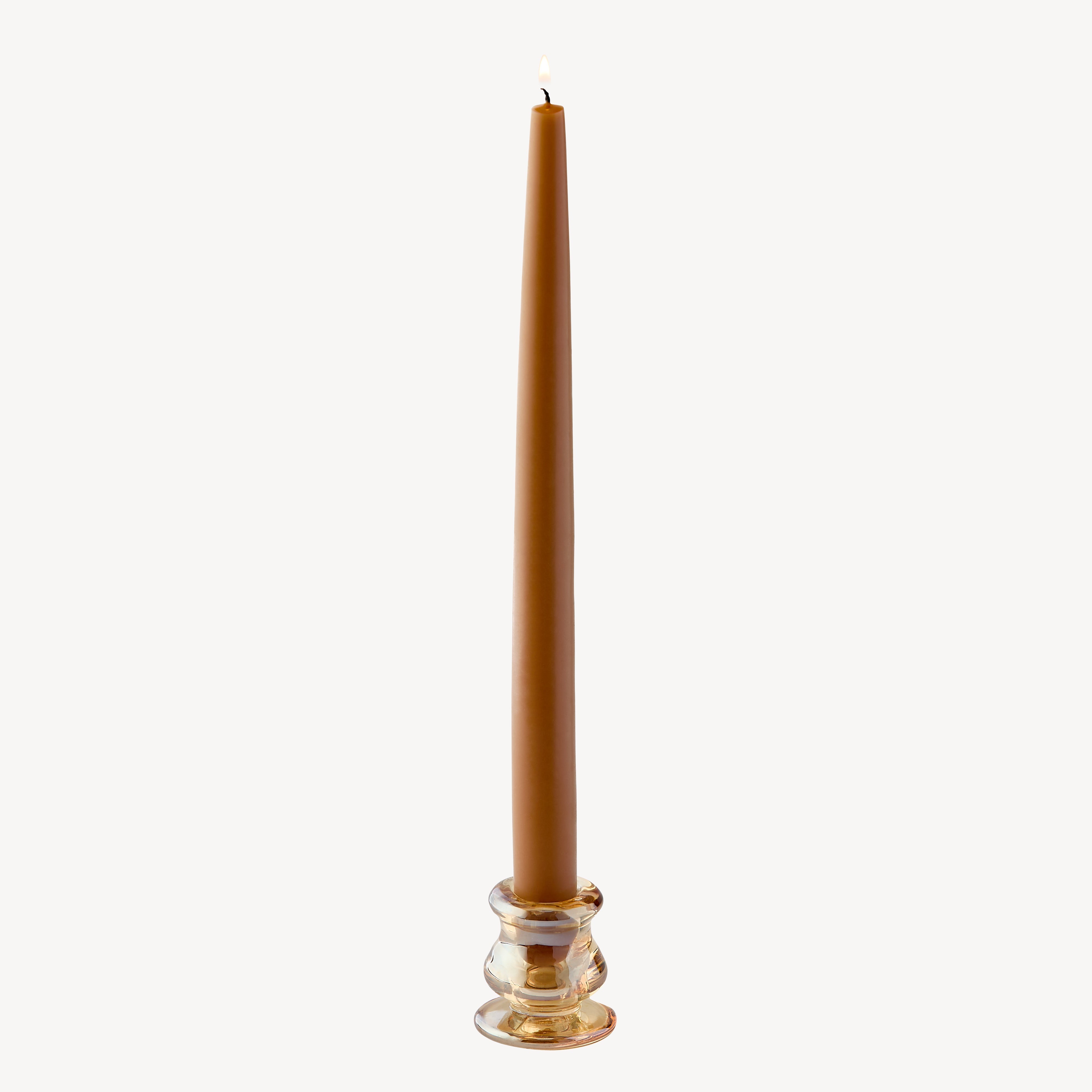 Low Amber Glass Dinner Candle Holder - Set of 6