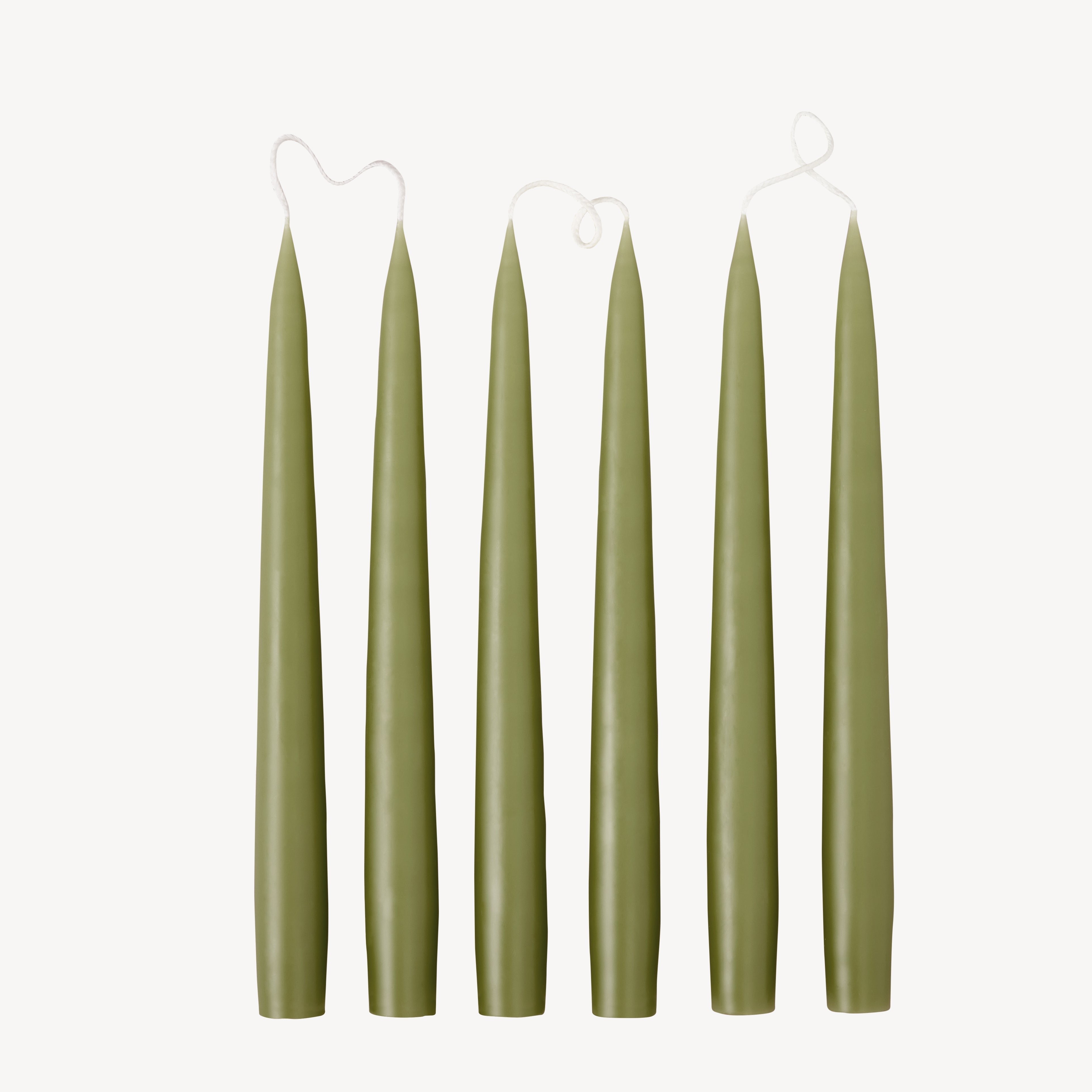 Box of 6 Candles - Taper 25 - Olive Green
